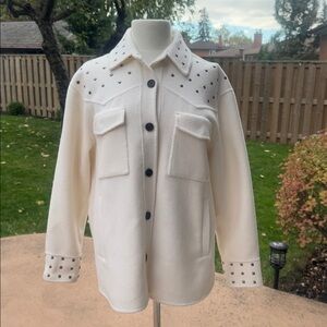 NWT The Kooples White Studded Jacket Shacket | Size EU 2 / US M